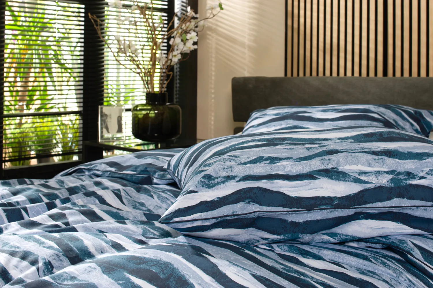 Waves Printed Percale 100% Cotton Bedding Duvet Set