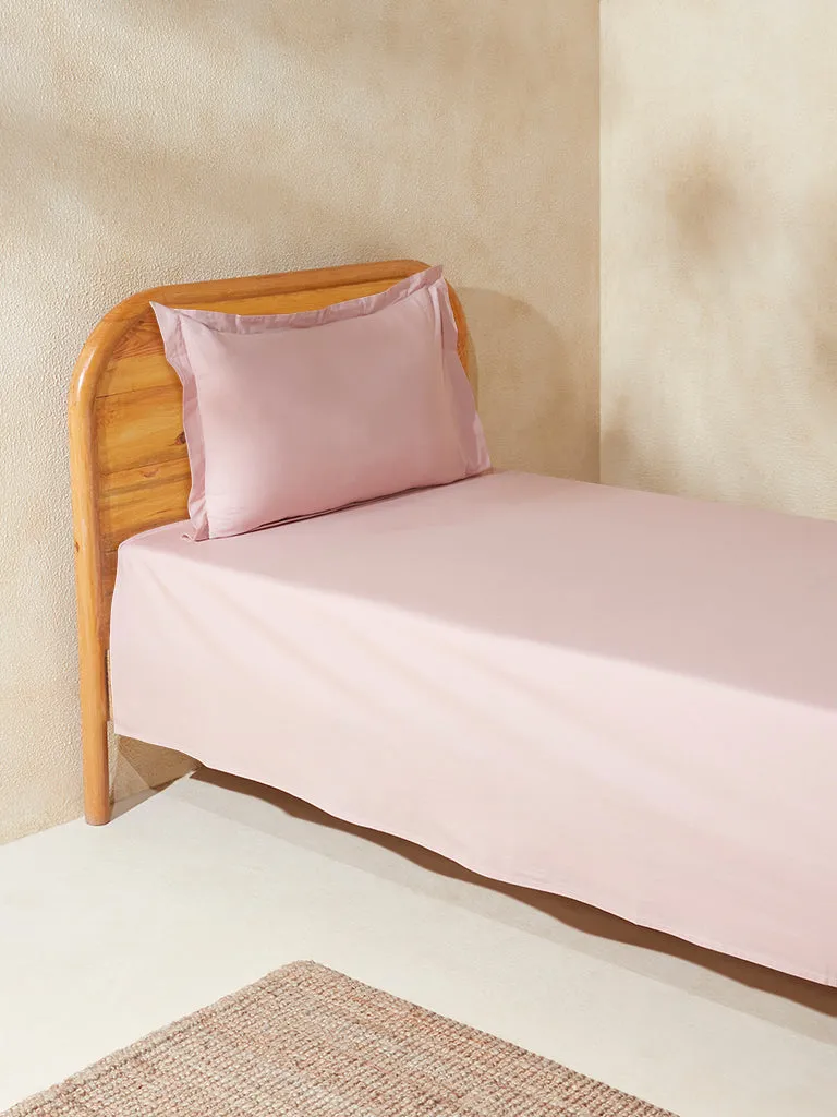 Westside Home Pink Solid Single Bed Flat Sheet and Pillowcase Set