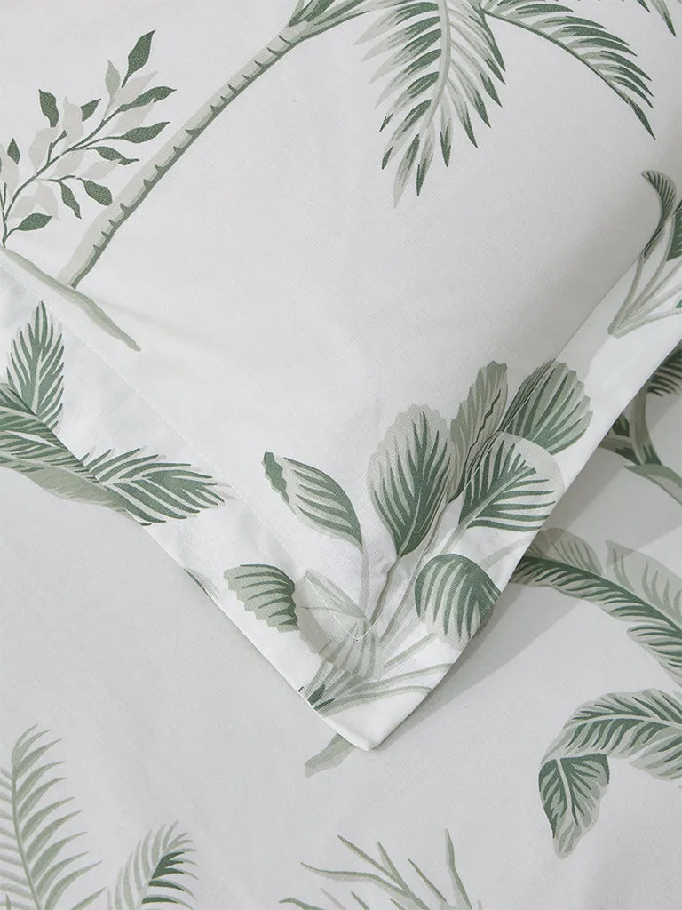 Westside Home Sage Botanical Design Single Bed Fitted Sheet and Pillowcase Set