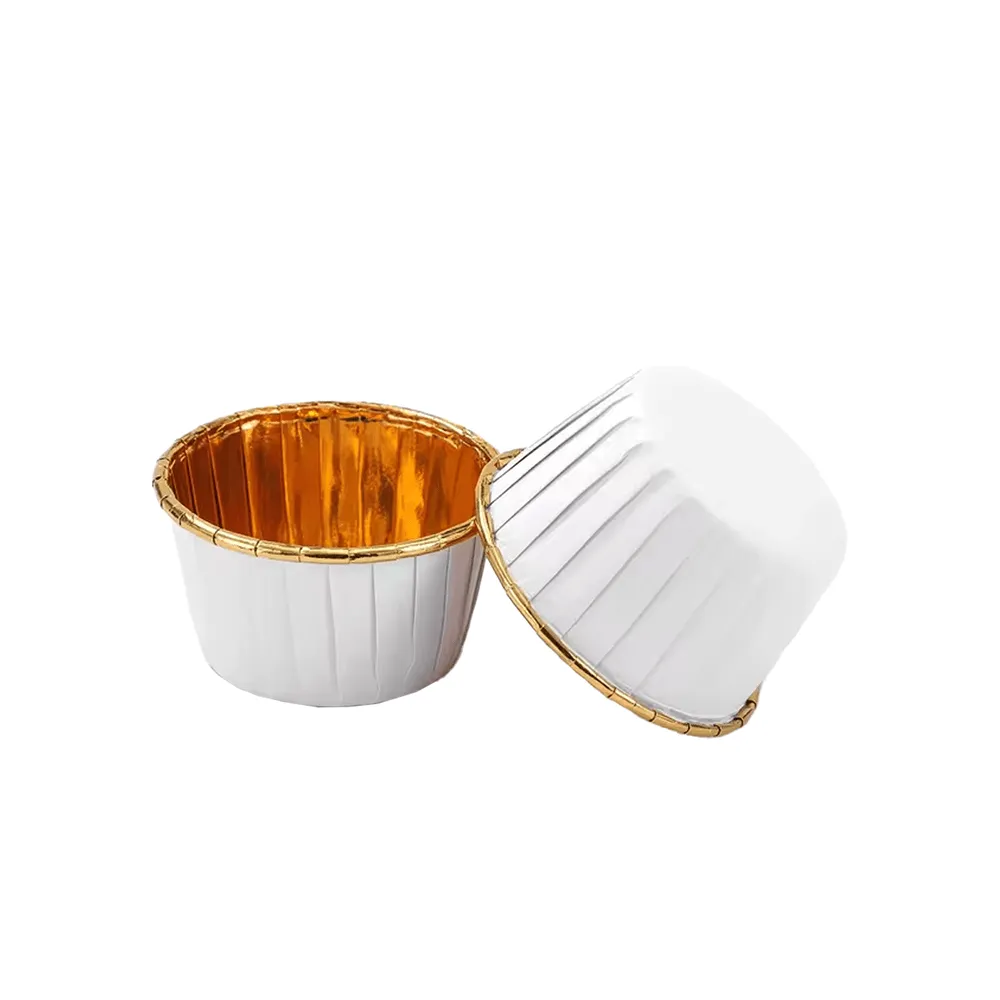 White And Gold Foil Baking Paper Cup - B38xH30