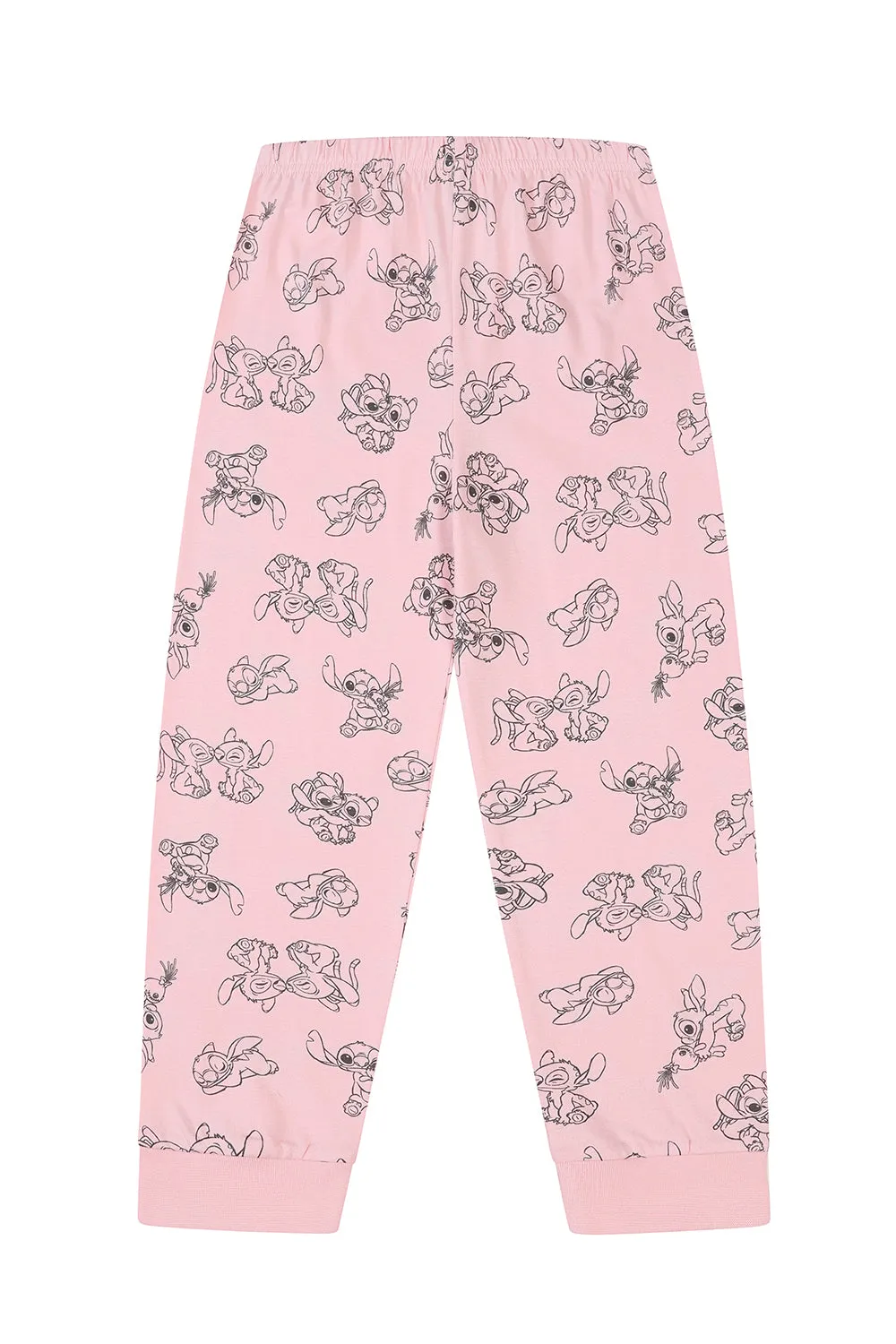 Womens Disney Stitch and Angel Cuddle Pink Long Pyjama Set