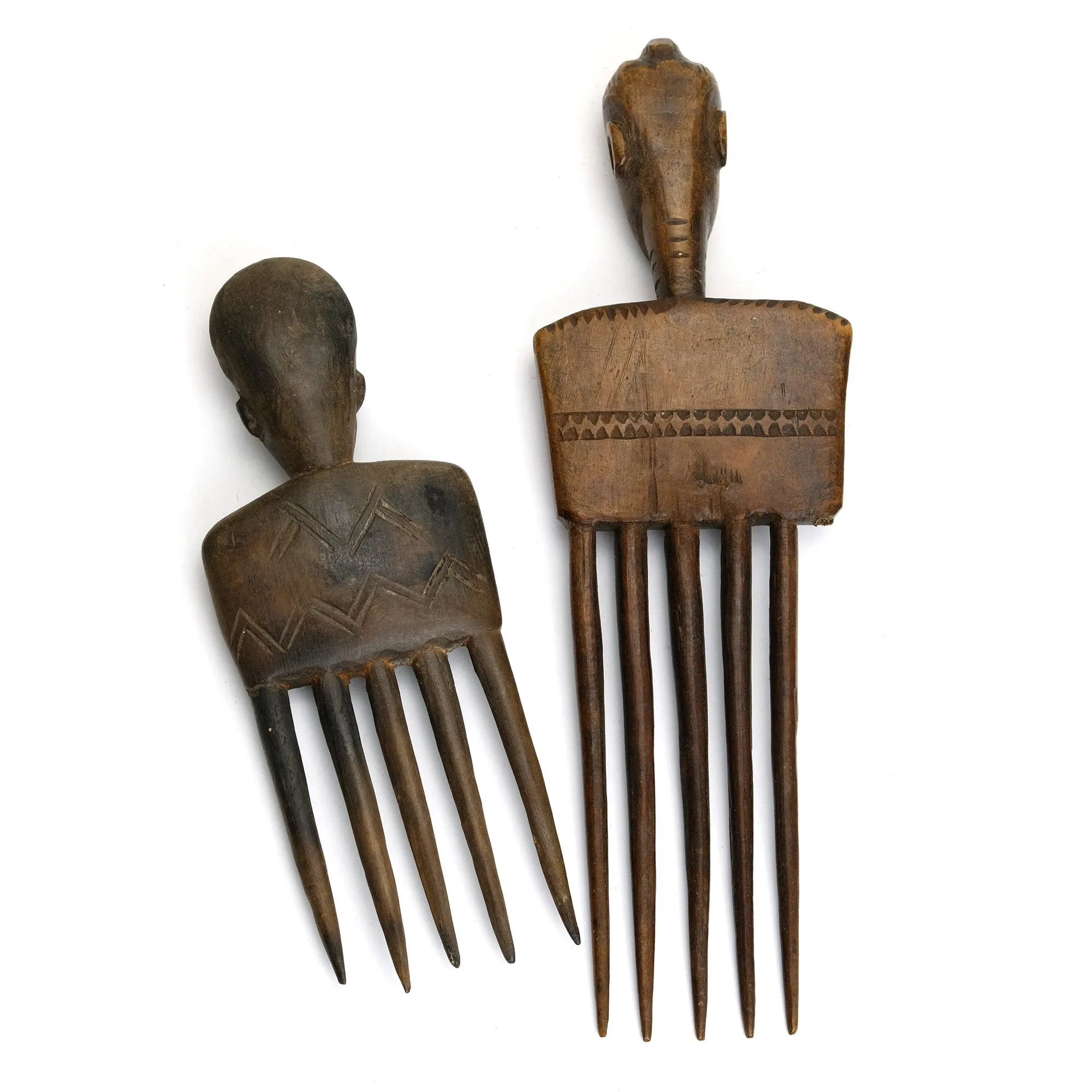 Wooden Portrait Combs From The Akan people of Côte d'Ivoire