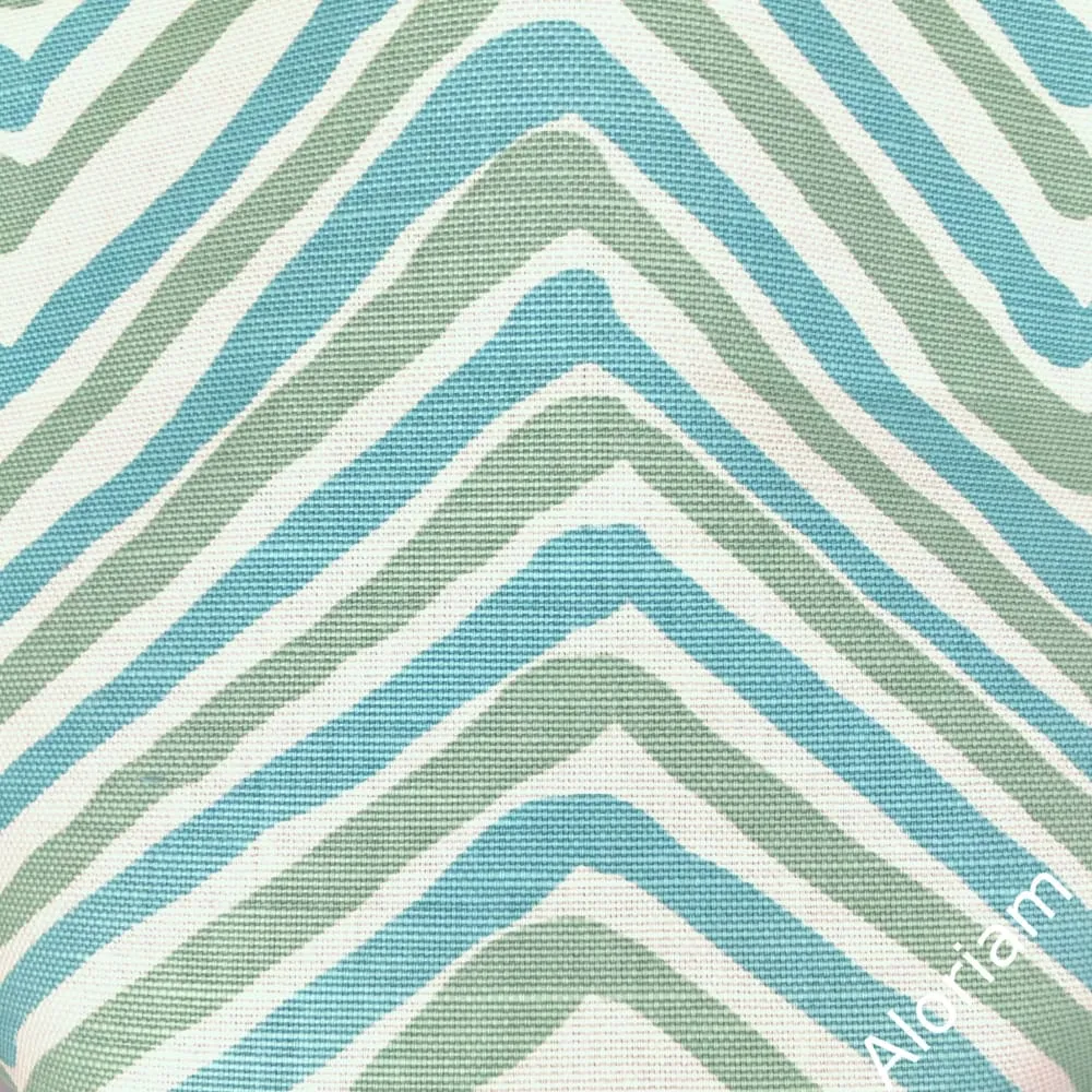 Zig Zag Aqua Turquoise Chevron Pillow Cover (Quadrille Alan Campbell fabric)