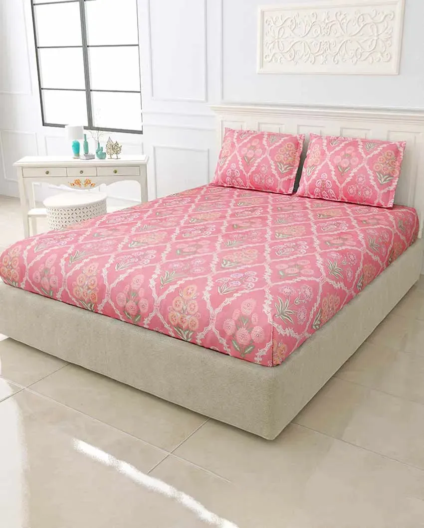 Zinnia Floral Polycotton Flat Bedding Set | King Size | 108 x 108 inches