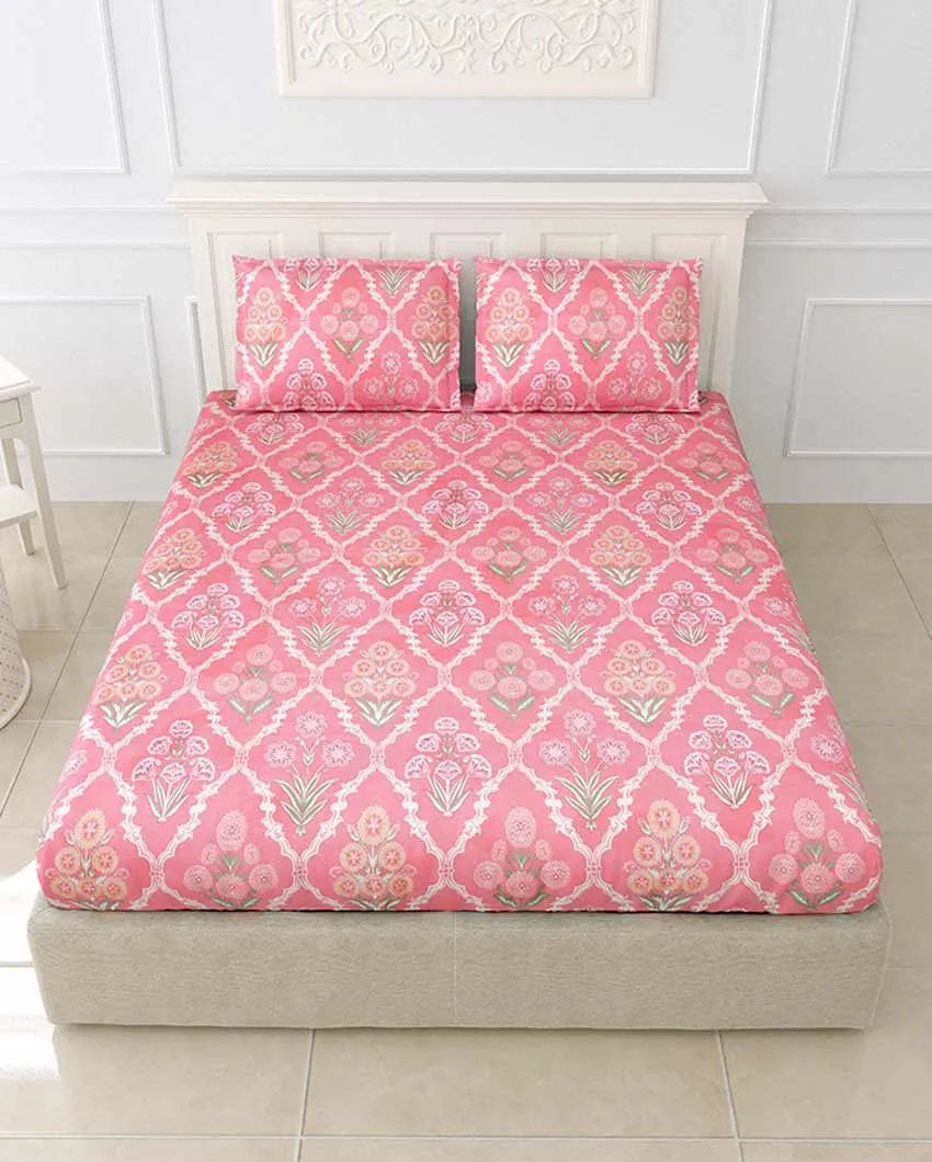 Zinnia Floral Polycotton Flat Bedding Set | King Size | 108 x 108 inches